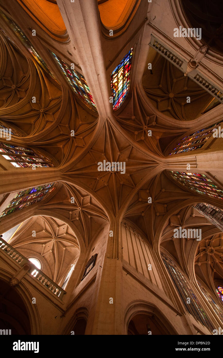 Die Decke der Kirche Saint-Gervais-et-Saint-Protais von Paris. Stockfoto