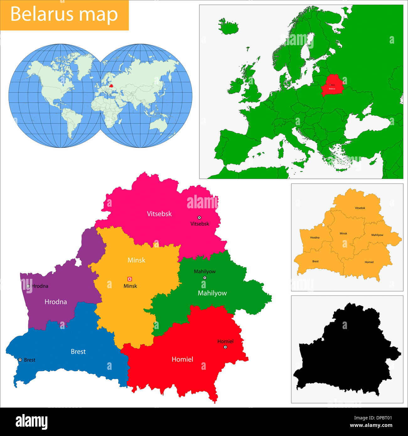 Karte von Belarus Stockfoto