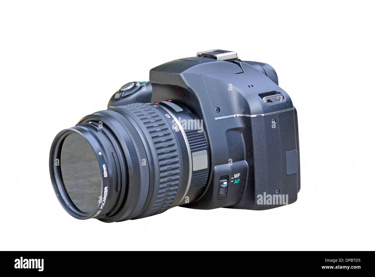 Schwarz digitale SLR-Kamera auf einem weißen Hintergrund Stockfoto