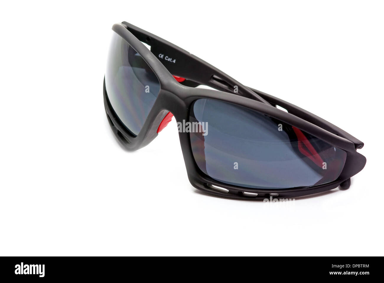 Schwarz Sport Brille auf weißem Hintergrund Stockfoto