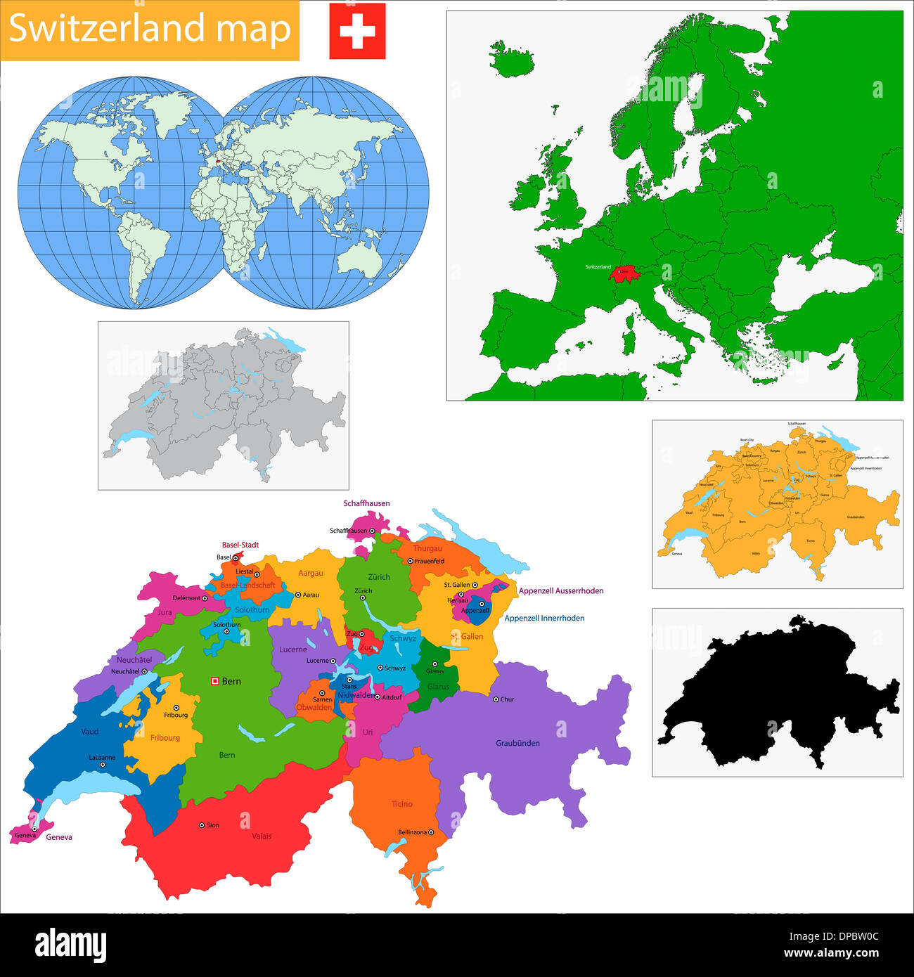 Schweiz-Karte Stockfoto