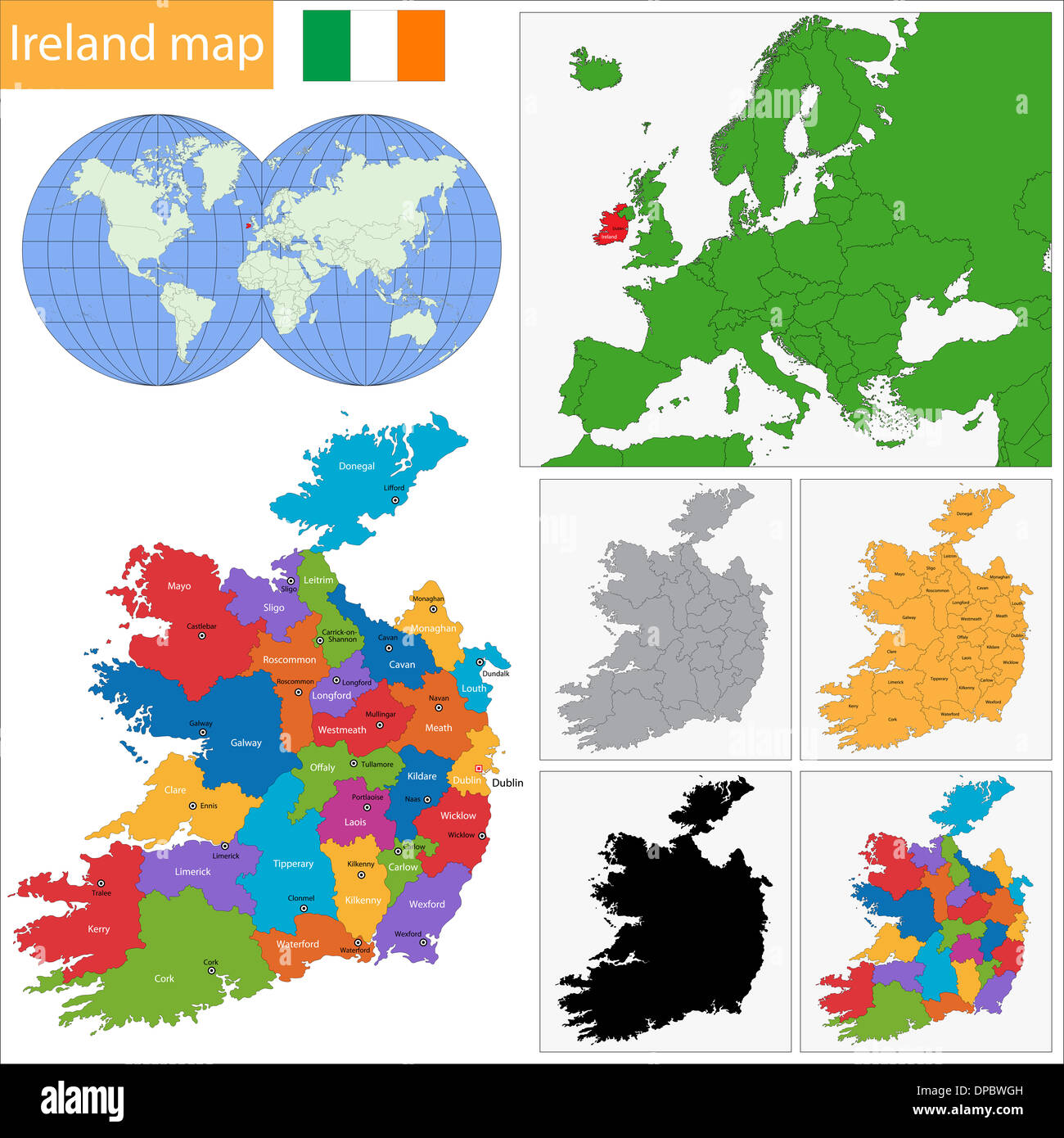 Irland-Karte Stockfoto