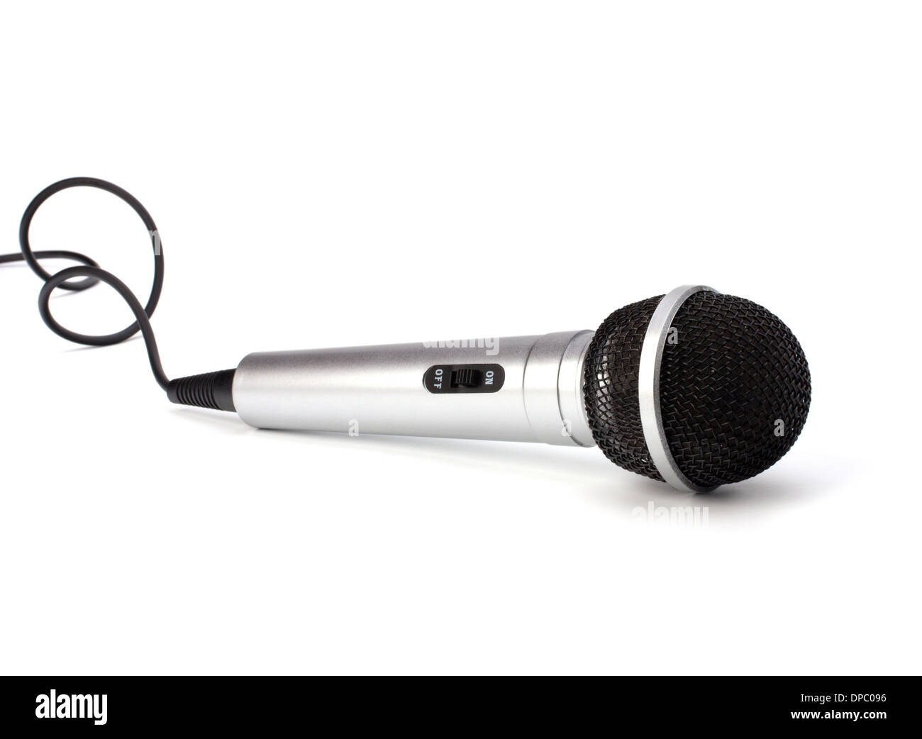 Mikrofon isoliert auf weißem Hintergrund Stockfoto