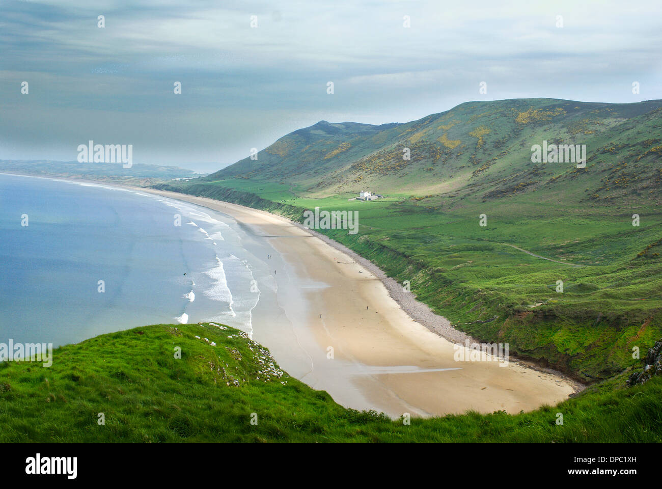 West-Wales Küste.  Strand in Wales. Rhossili Bucht Stockfoto