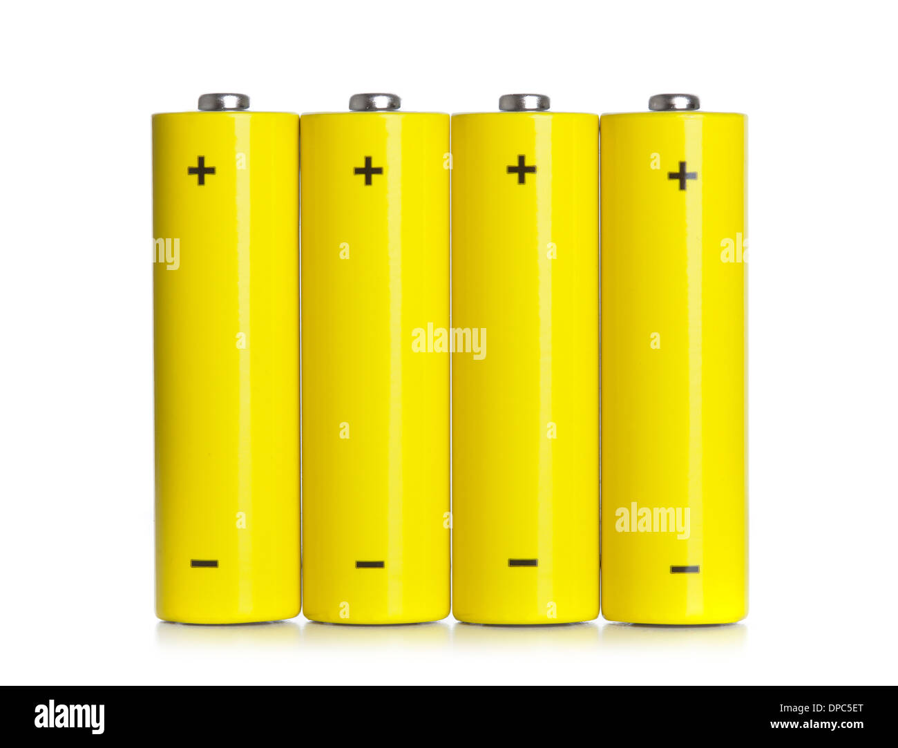 Satz AA-Batterien auf weißem Hintergrund Stockfoto