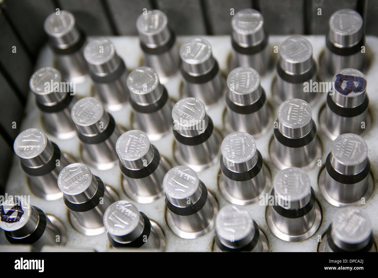 Penny-Münze sterben Manufacturing bei der Philadelphia-Zweig der United States Mint. Stockfoto