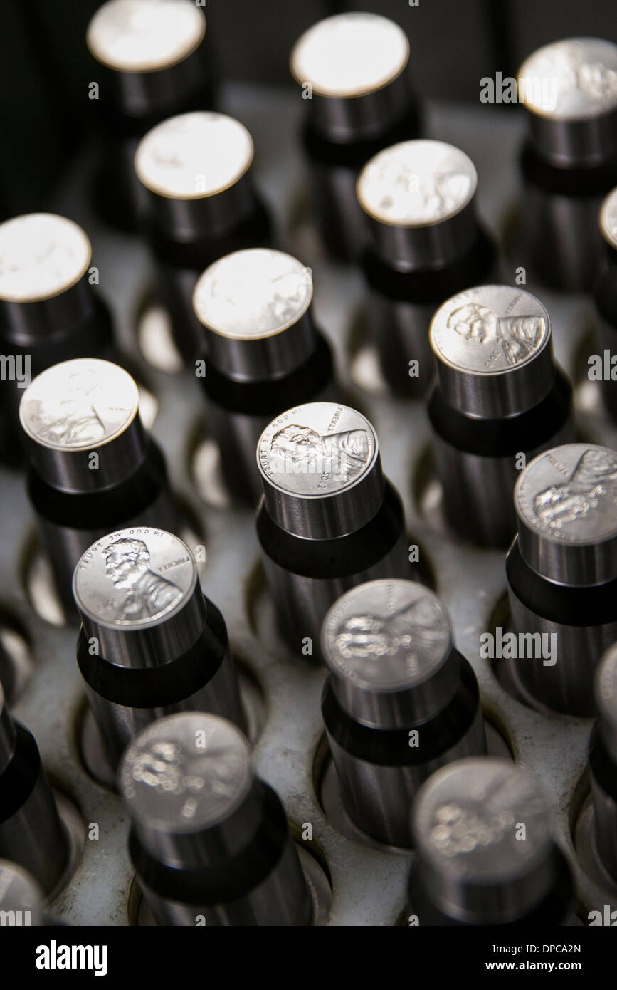 Penny-Münze sterben Manufacturing bei der Philadelphia-Zweig der United States Mint. Stockfoto