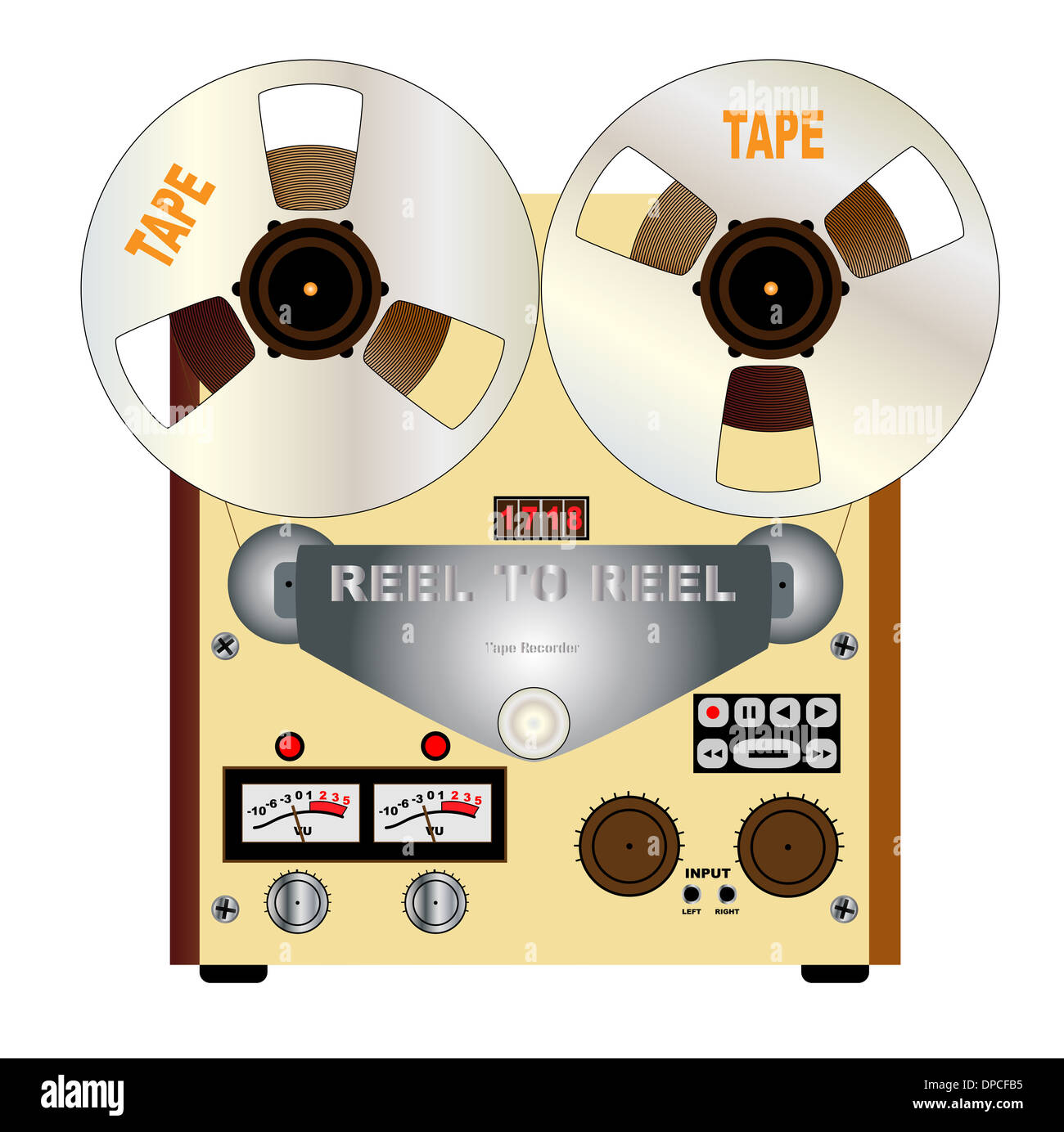 Ein typisches Reel-to-Reel Viertel Zoll Stereo-master Tonbandgerät. Stockfoto