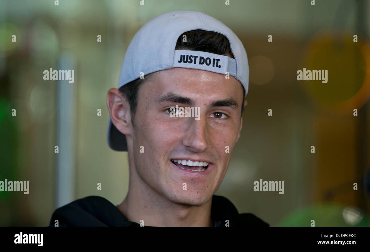 Bernard Tomic an die ING Players Party, Krone, Melbourne, 12. Januar 2014. Stockfoto