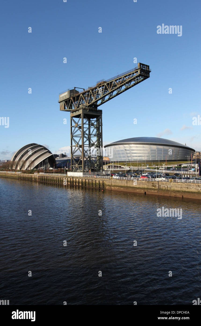 Clyde Auditorium, Finnieston Kran und Hydro Glasgow Schottland Januar 2014 Stockfoto