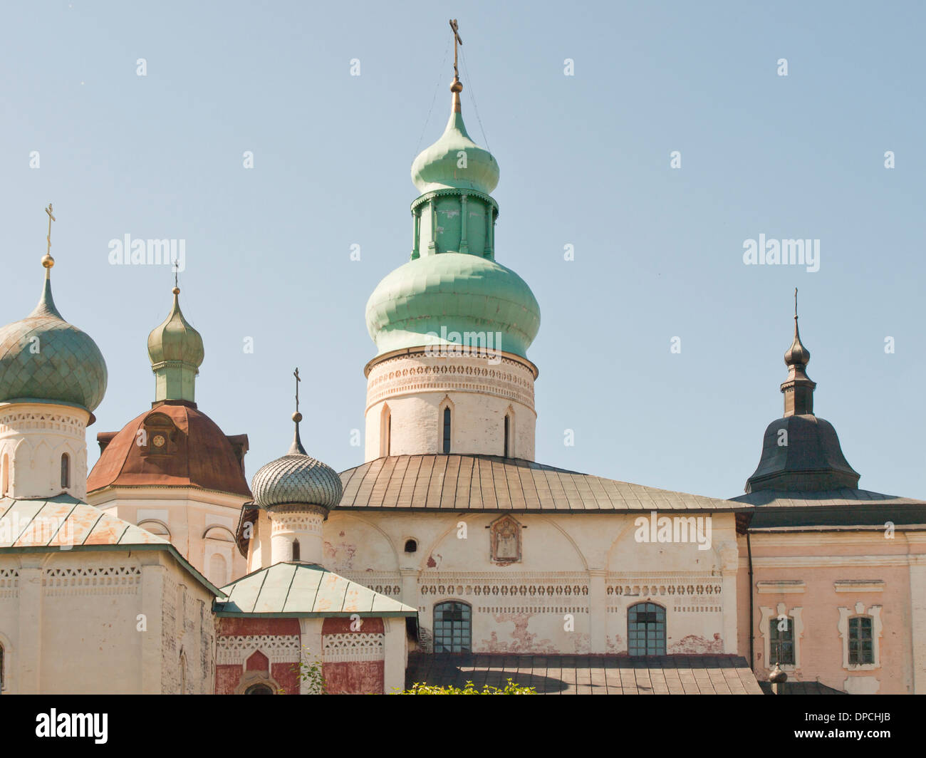 Kirillo-Beloserski Kloster Russland gegründet von Saint Cyril, benannt das kyrillische Alphabet, Dach und Zwiebel Kuppeln Stockfoto