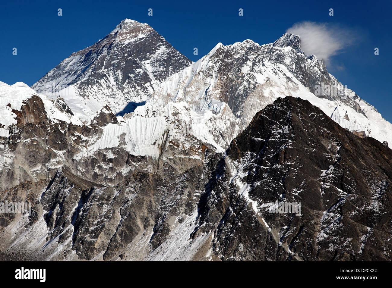 Mount Everest, Nuptse und Lhotse angesehen vom Gokyo Ri, Nepal Himalaya Stockfoto