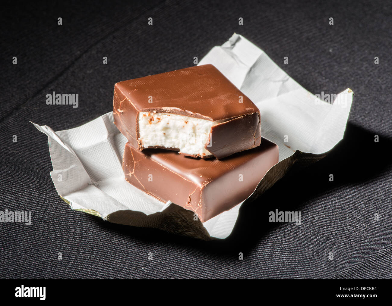 Schokolade und dessen Verpackung Stockfoto