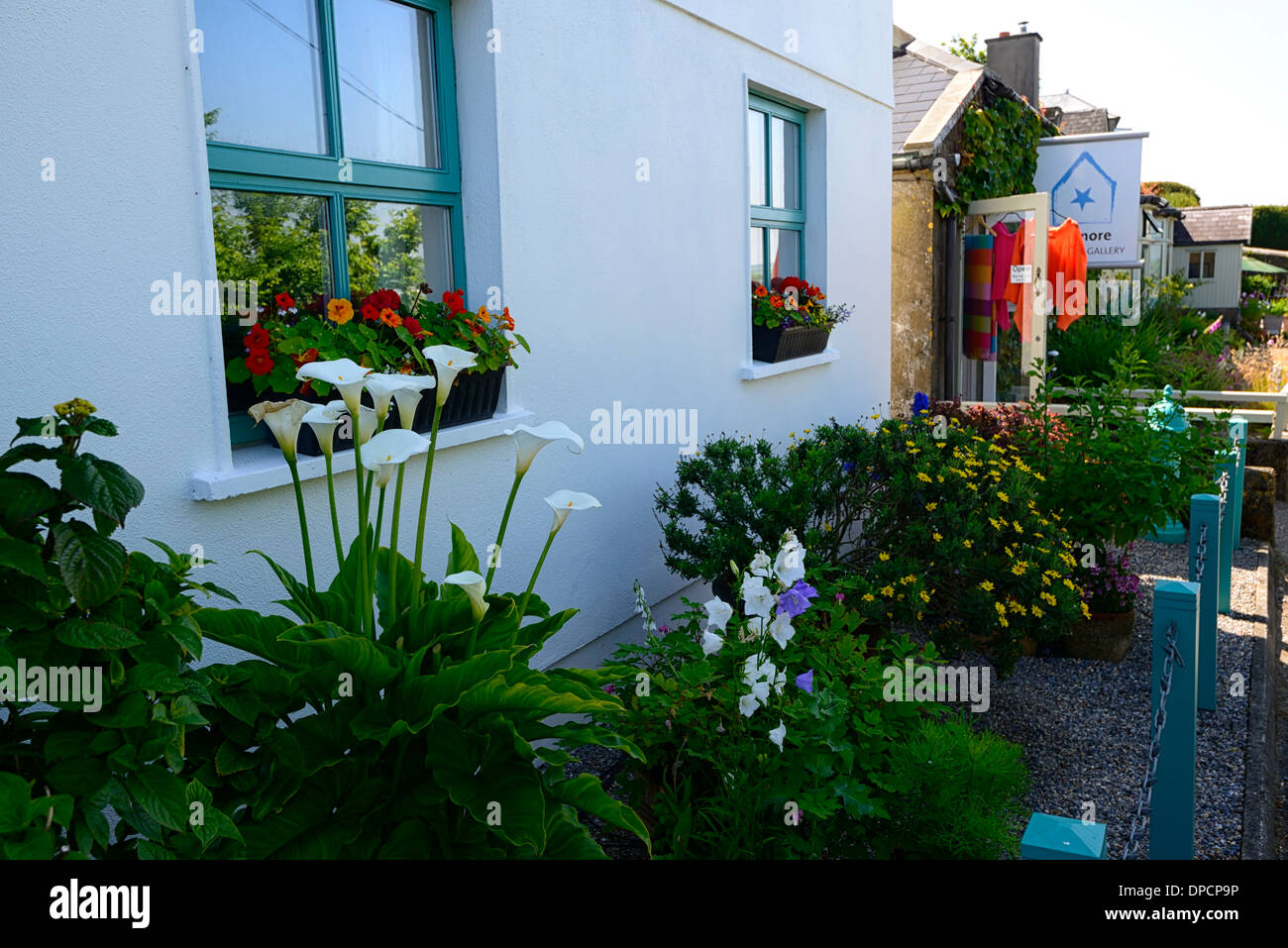 Haus Gebäude Ladenfront Ardmore Dorf Waterford Irland Sommer ordentlich gepflegte Stadt Stockfoto