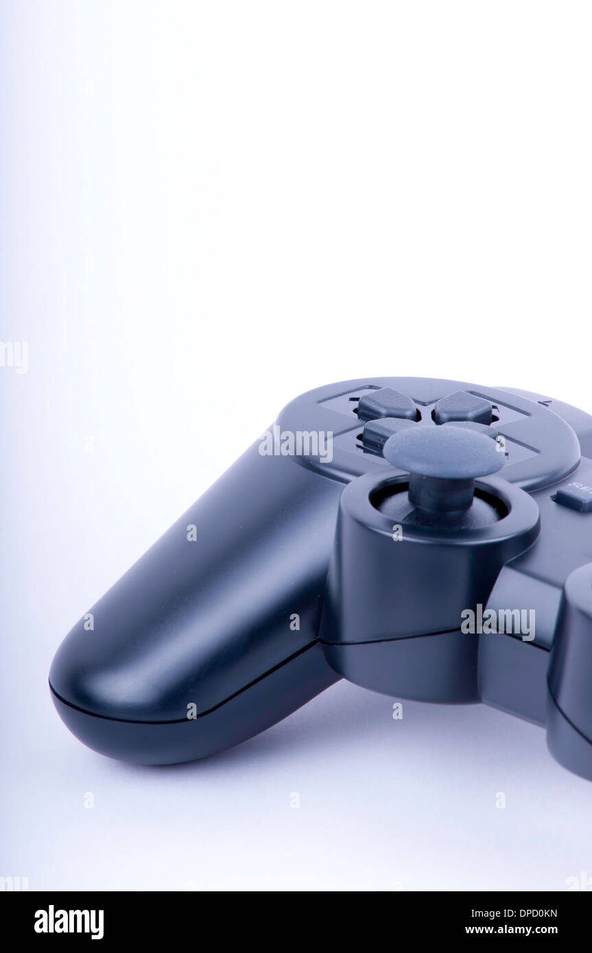 guter Tag-Gamecontroller wieder anzeigen auf weißem Hintergrund mit viel Freiraum für Text und Gestaltung Stockfoto