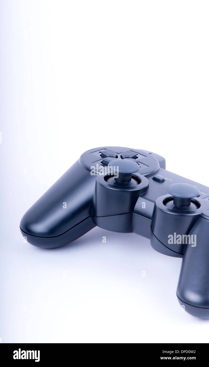 guter Tag-Gamecontroller wieder anzeigen auf weißem Hintergrund mit viel Freiraum für Text und Gestaltung Stockfoto