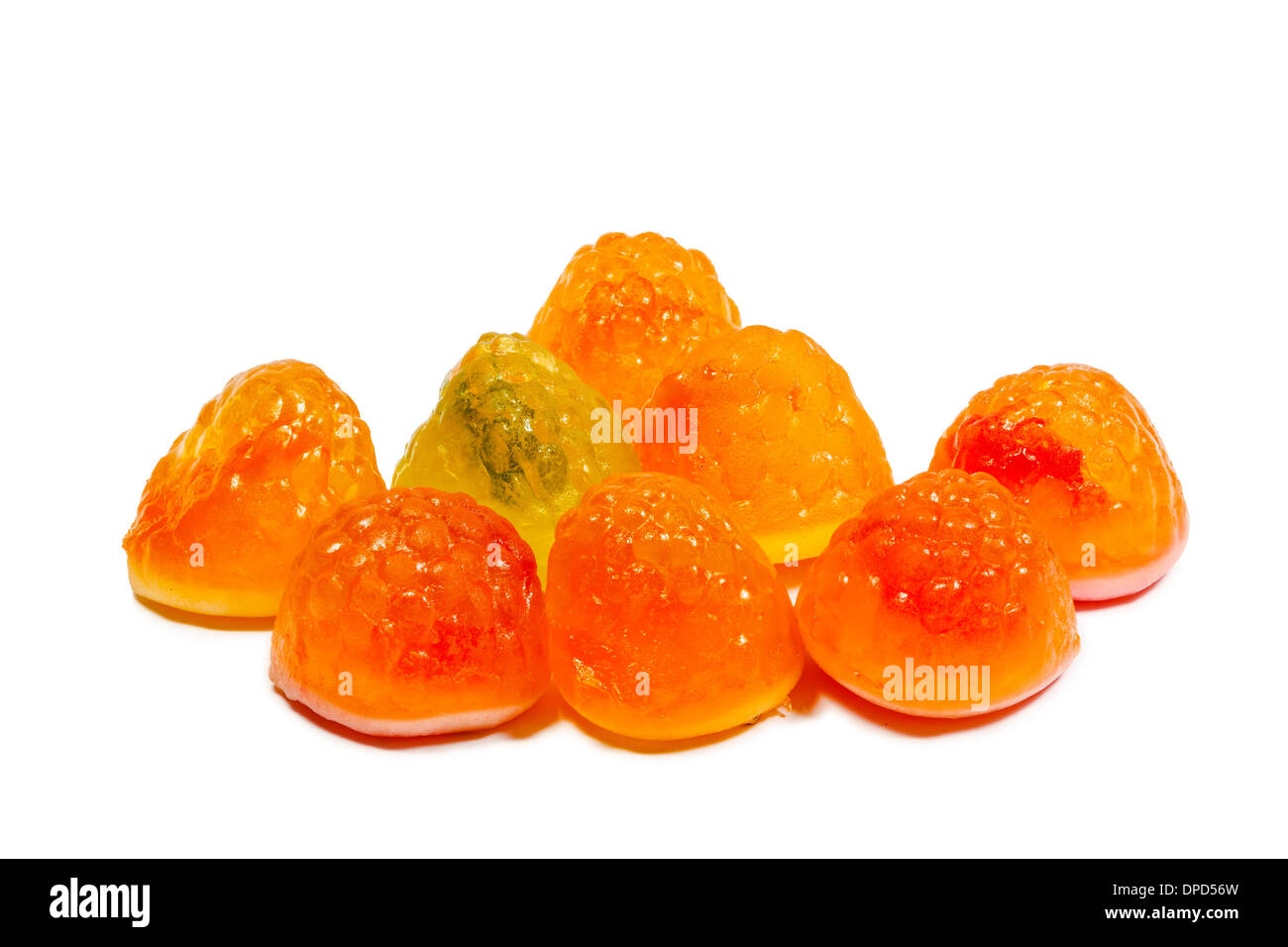 Frucht-Bonbons-Gelee isoliert auf weißem Hintergrund Stockfoto