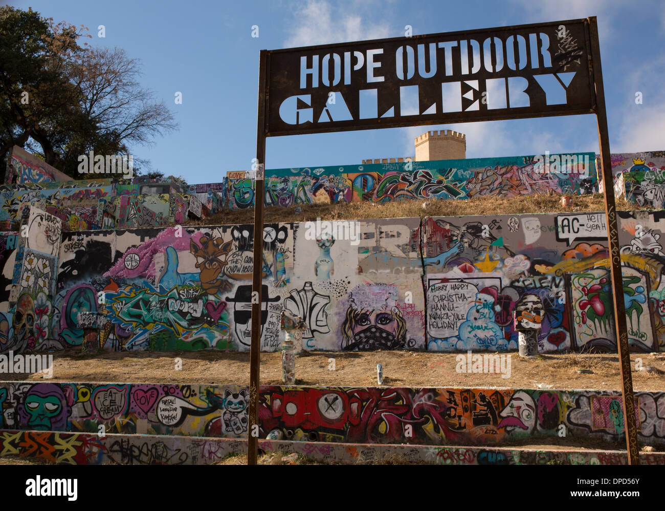 Hoffnung-Outdoor-Galerie - Austin, Texas-Graffiti-Wand Stockfoto