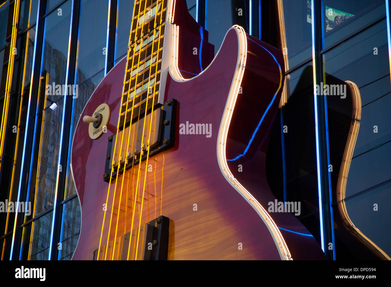 Neon-Gitarre in Las Vegas, Nevada Stockfoto