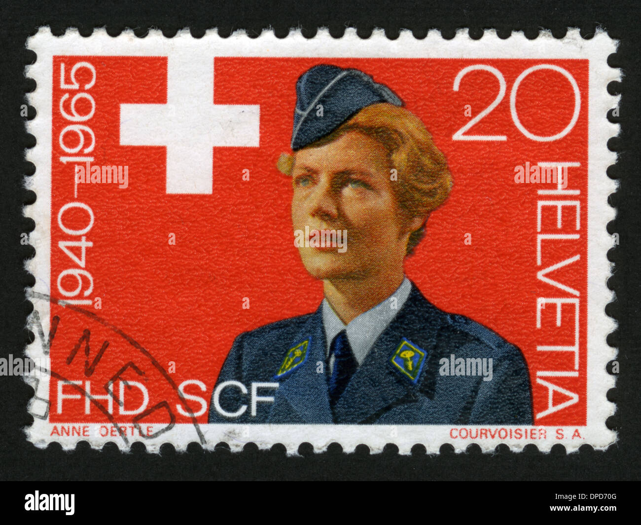 Schweiz, Helvetia, Briefmarke, post markieren, Stempel, Poststempel Stockfoto