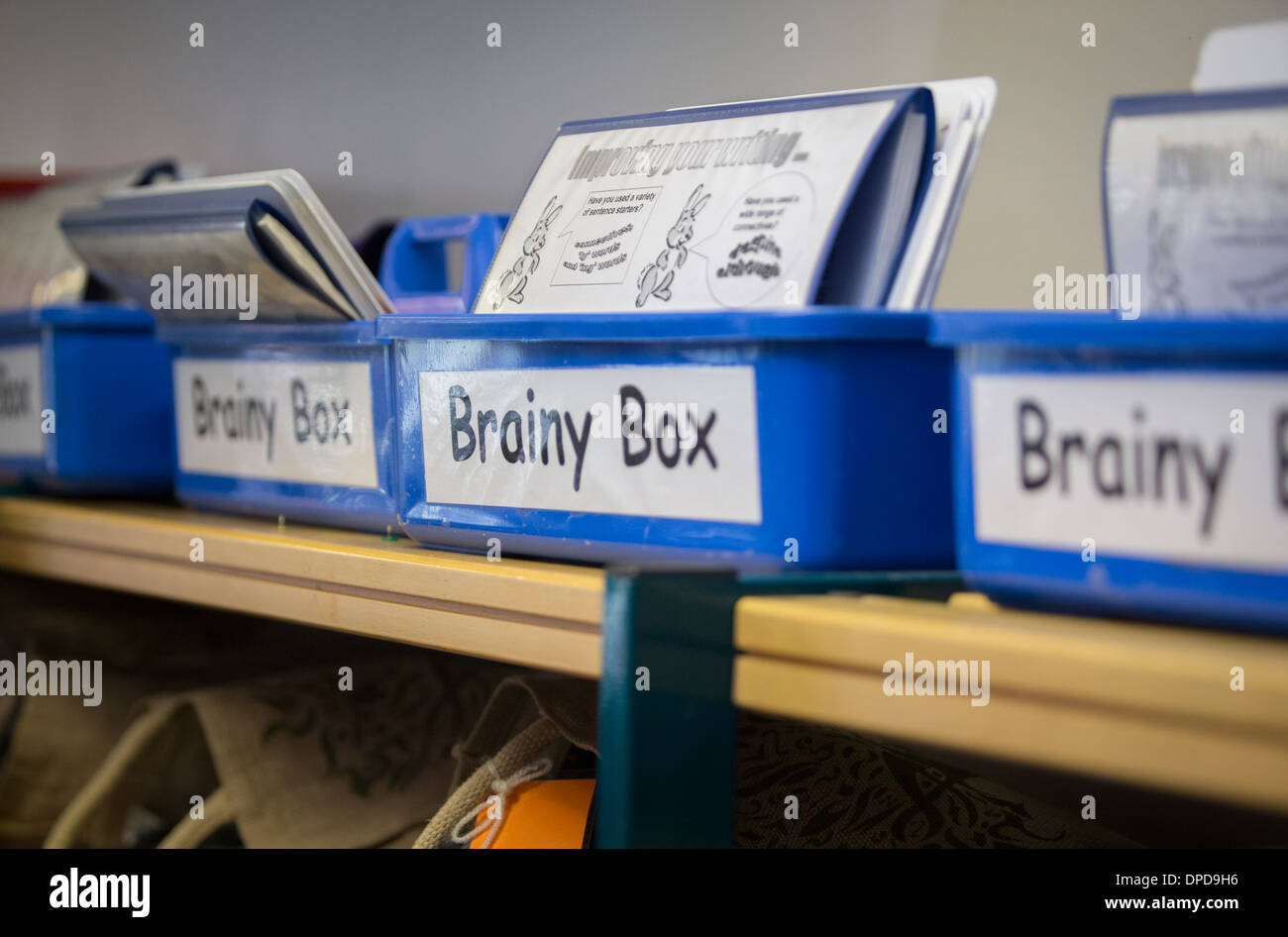 Eine "Brainy Box" bei einer UK-Grundschule mit arbeiten Übungen. Stockfoto