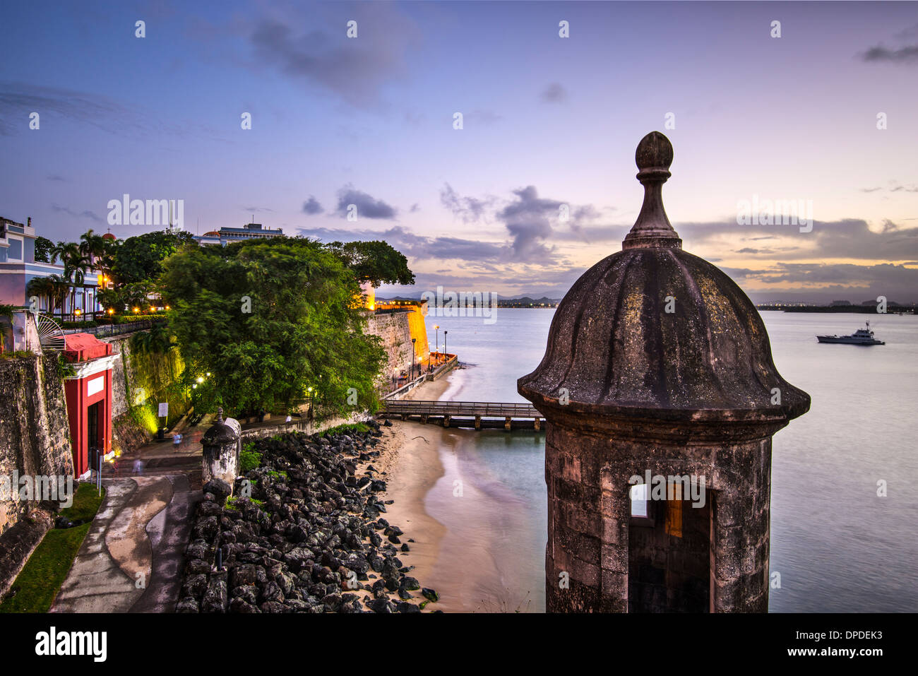 San Juan, Puerto Rico Küste am Paseo De La Princesa. Stockfoto