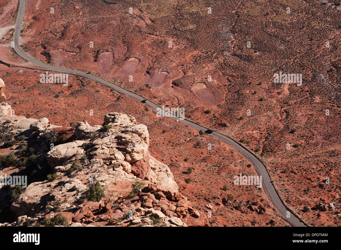 Luftaufnahme des Highway 261 im südlichen Utah (in der Nähe von Mexican Hat) Stockfoto