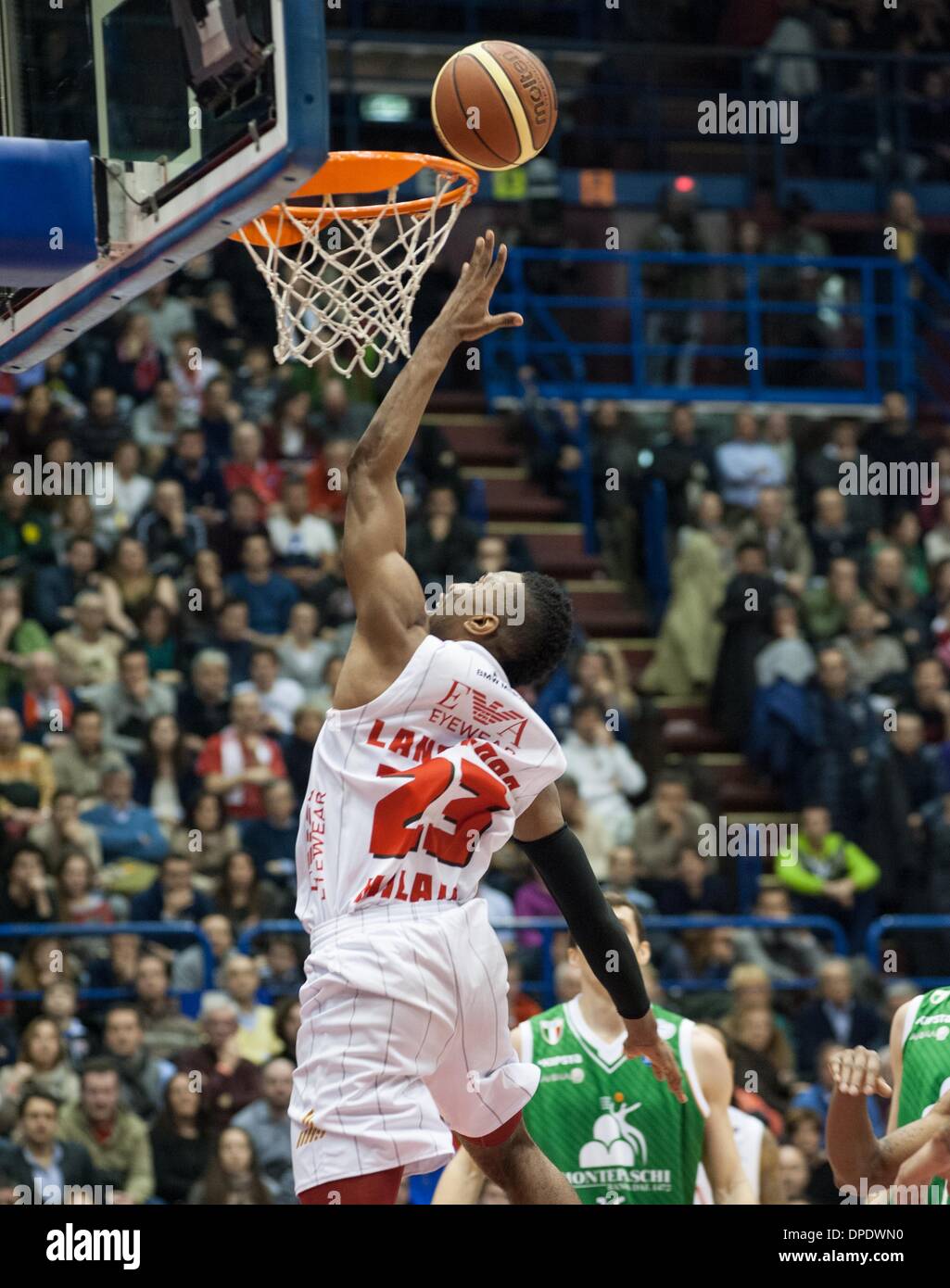 Mailand, Italien. 12. Januar 2014. Keith Langford während des Spiels zwischen Ea7 Olimpia Milano und Menssana Siena im Mediolanum Forum am 15. Tag der Lega Basket Serie A regulären Saison am 12. Januar 2014 in Mailand, Italy.Photo: Marco Aprile/NurPhoto Credit: Marco Aprile/NurPhoto/ZUMAPRESS.com/Alamy Live News Stockfoto