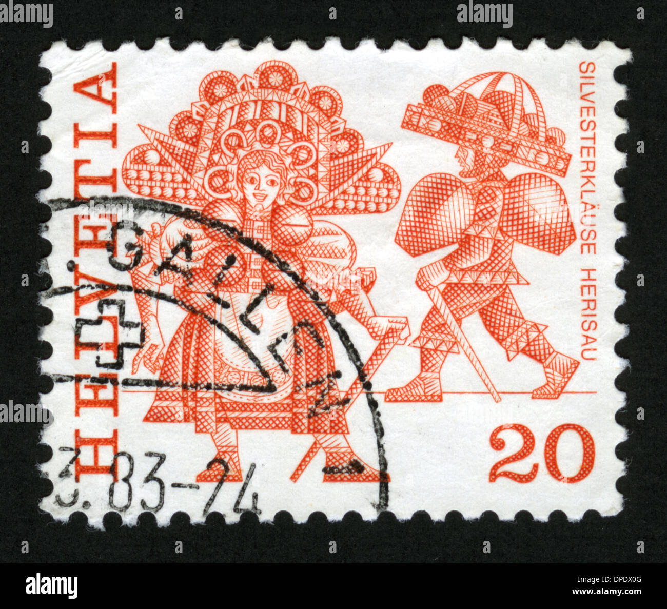 Schweiz, Helvetia, Briefmarke, post markieren, Stempel, Poststempel, Stockfoto
