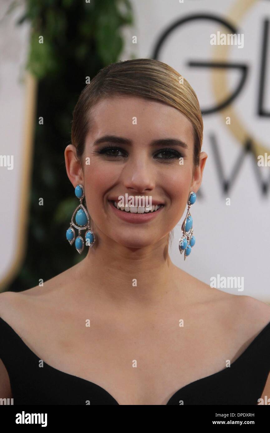 Beverly Hills, CA, USA. 12. Januar 2014. Emma Roberts im Ankunftsbereich für 71. Golden Globes Awards - Ankünfte 2, The Beverly Hilton Hotel, Beverly Hills, CA 12. Januar 2014. Bildnachweis: Charlie Williams/Everett Collection/Alamy Live-Nachrichten Stockfoto