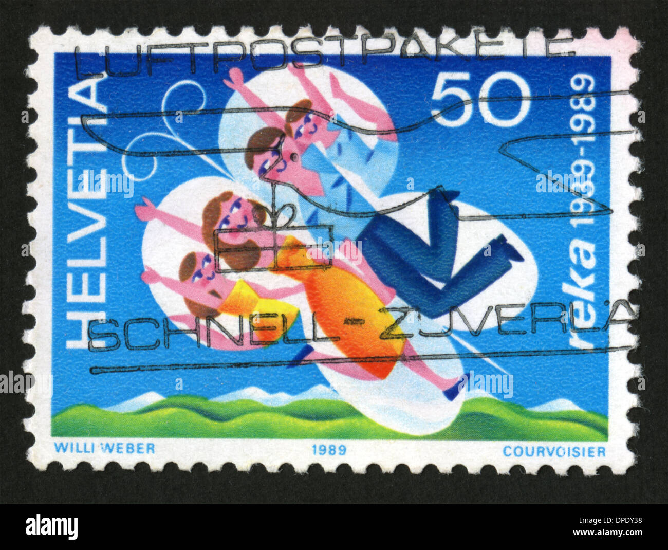 Schweiz, Helvetia, Briefmarke, post markieren, Stempel, Poststempel, Stockfoto