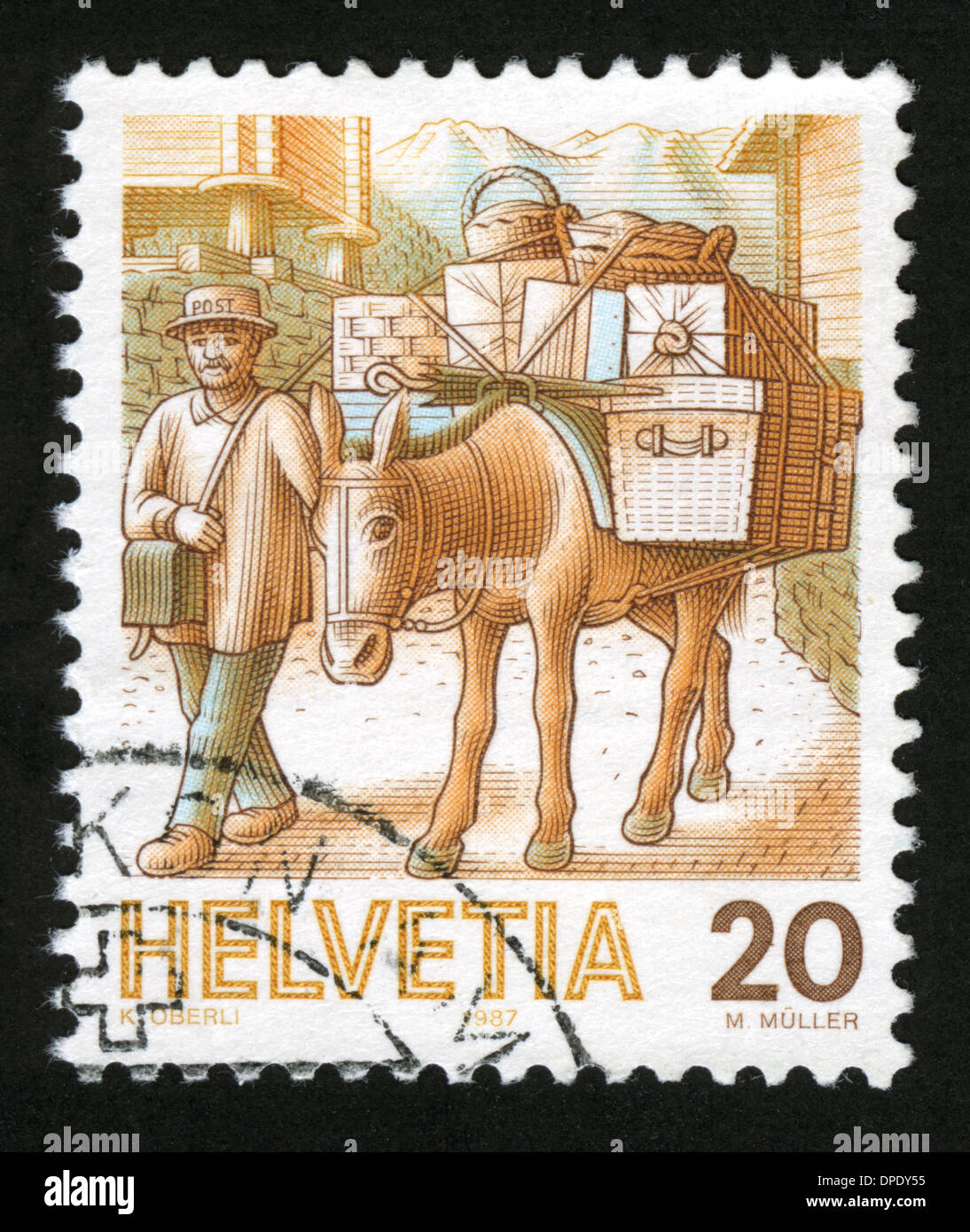 Schweiz 1987 Eine Briefmarke gedruckt in der Schweiz, Mule Post zeigt