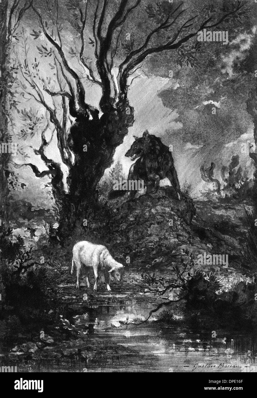 Der wolf und das lamm fabeln SchwarzweißStockfotos und bilder Alamy