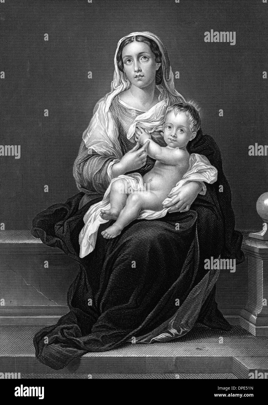MARIA und Baby Jesus, von MURILLO Stockfoto