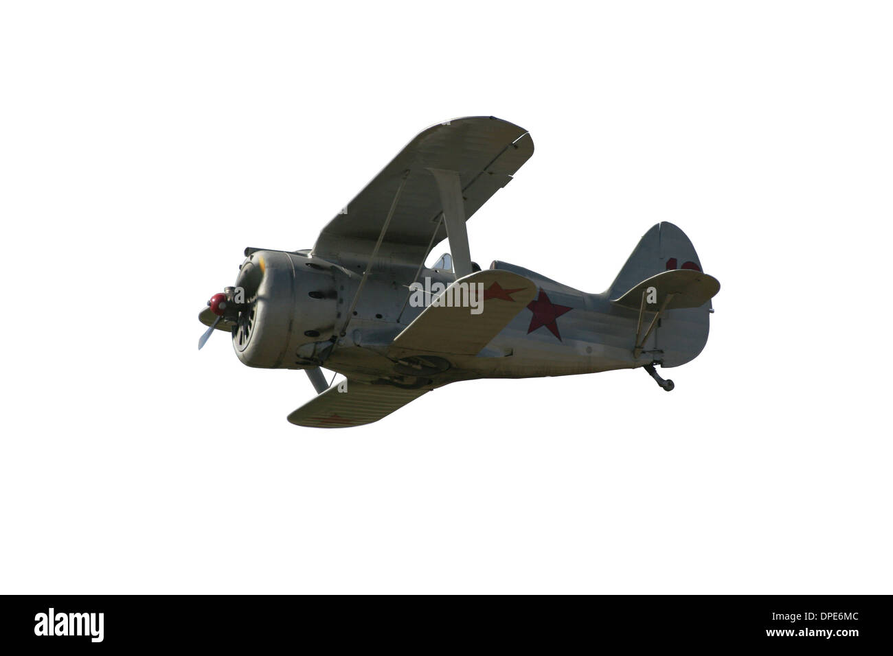 Ausschnitt des I-153 Doppeldecker Polikarpow - russische WWII Kampfflugzeug Stockfoto