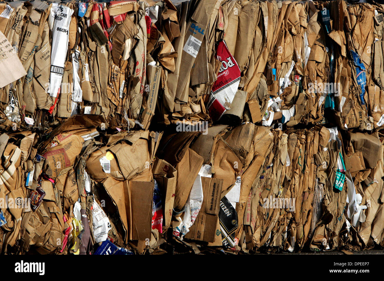 (Veröffentlicht 02.11.2006, B-1:R) 1. November, 2006 San Diego, CA Crushed und Ballen Pappe im recycling Center an der 32nd Street Naval Station in San Diego. Mandatory Credit Foto von Laura Embry/San Diego Union-Tribune/Zuma Press, copyright 2006 San Diego Union-Tribune Stockfoto