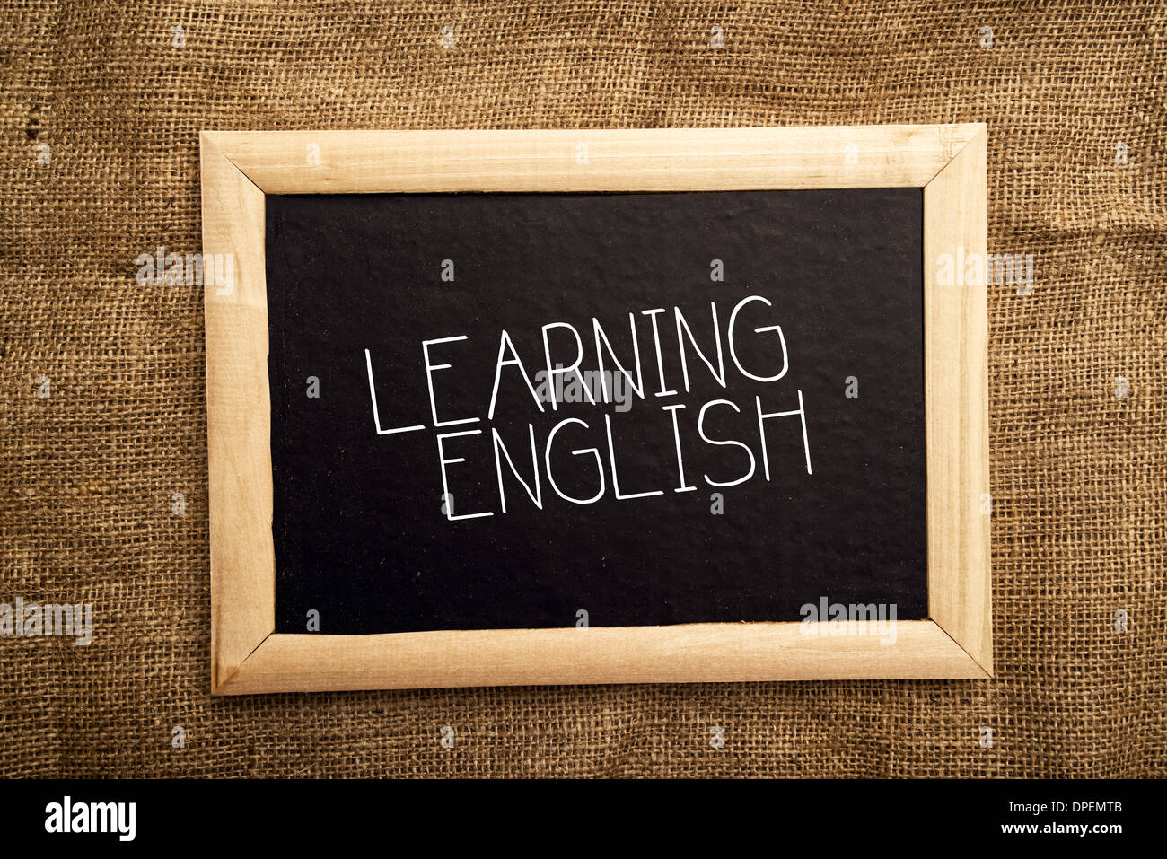 Lernen Englisch Hinweis auf schwarzen Message board Stockfoto