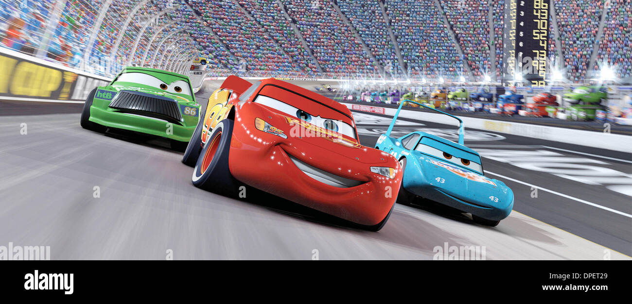 22. März 2006 - im Bild: McQueen (Mitte) und The King (rechts).  .. Autos, die siebte Animationsfilm von Pixar Animation Studios erstellt und veröffentlicht von Walt Disney Pictures, ist ein hoher Oktanzahl-Abenteuer-Komödie, die ein breites Sortiment an Autos als Zeichen verfügt, die ihre Kicks auf der Route 66 zu bekommen. Academy Award®-Gewinner John Lasseter Regie ist. Die Berechtigung ist Ihr Stockfoto