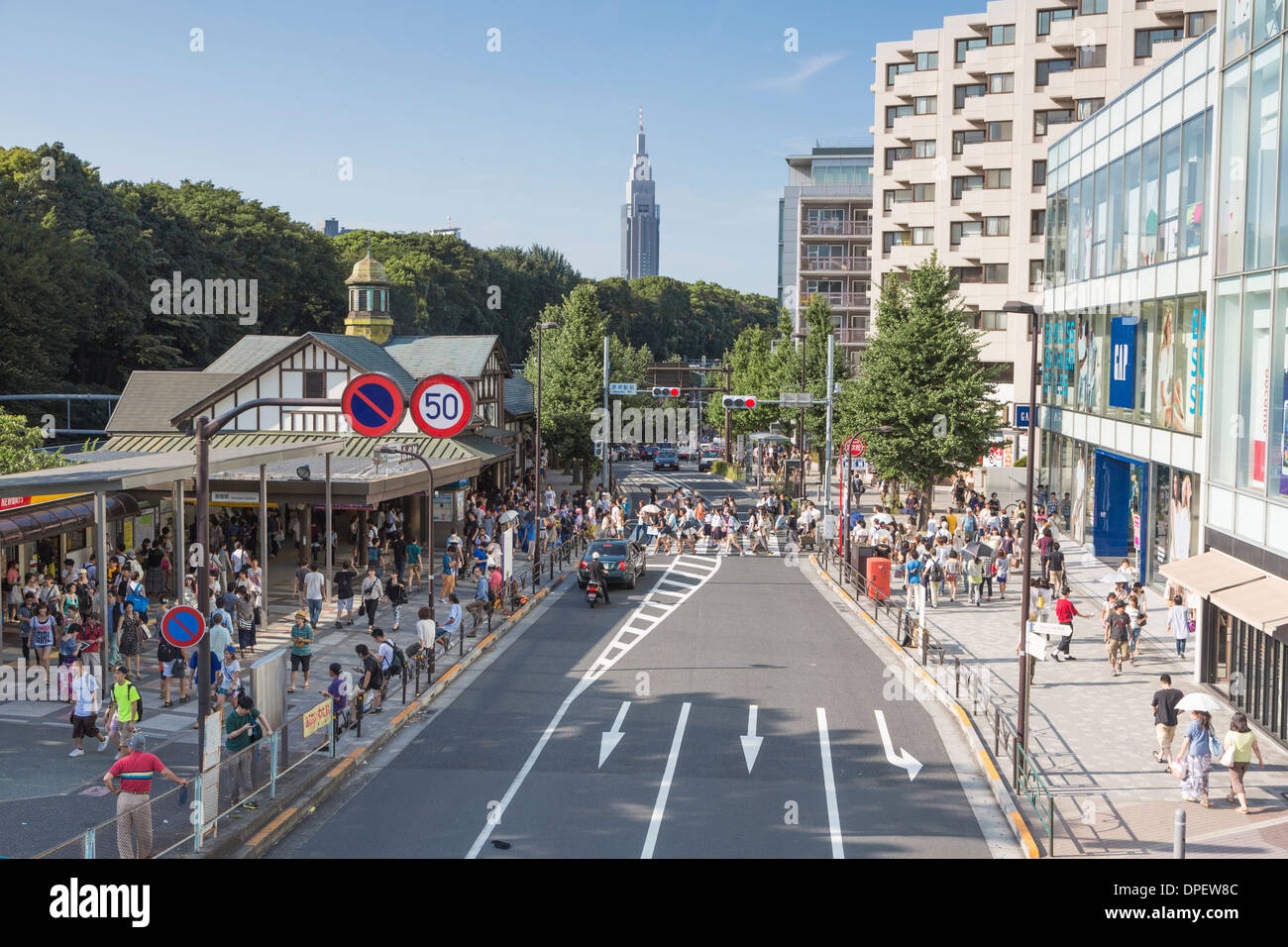 Harajuku JR-Bahnhof, Tokyo, Japan Stockfoto