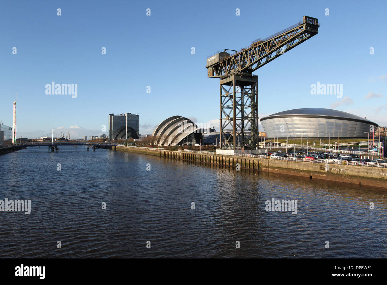 Clyde Auditorium, Finnieston Kran und Hydro Glasgow Schottland Januar 2014 Stockfoto