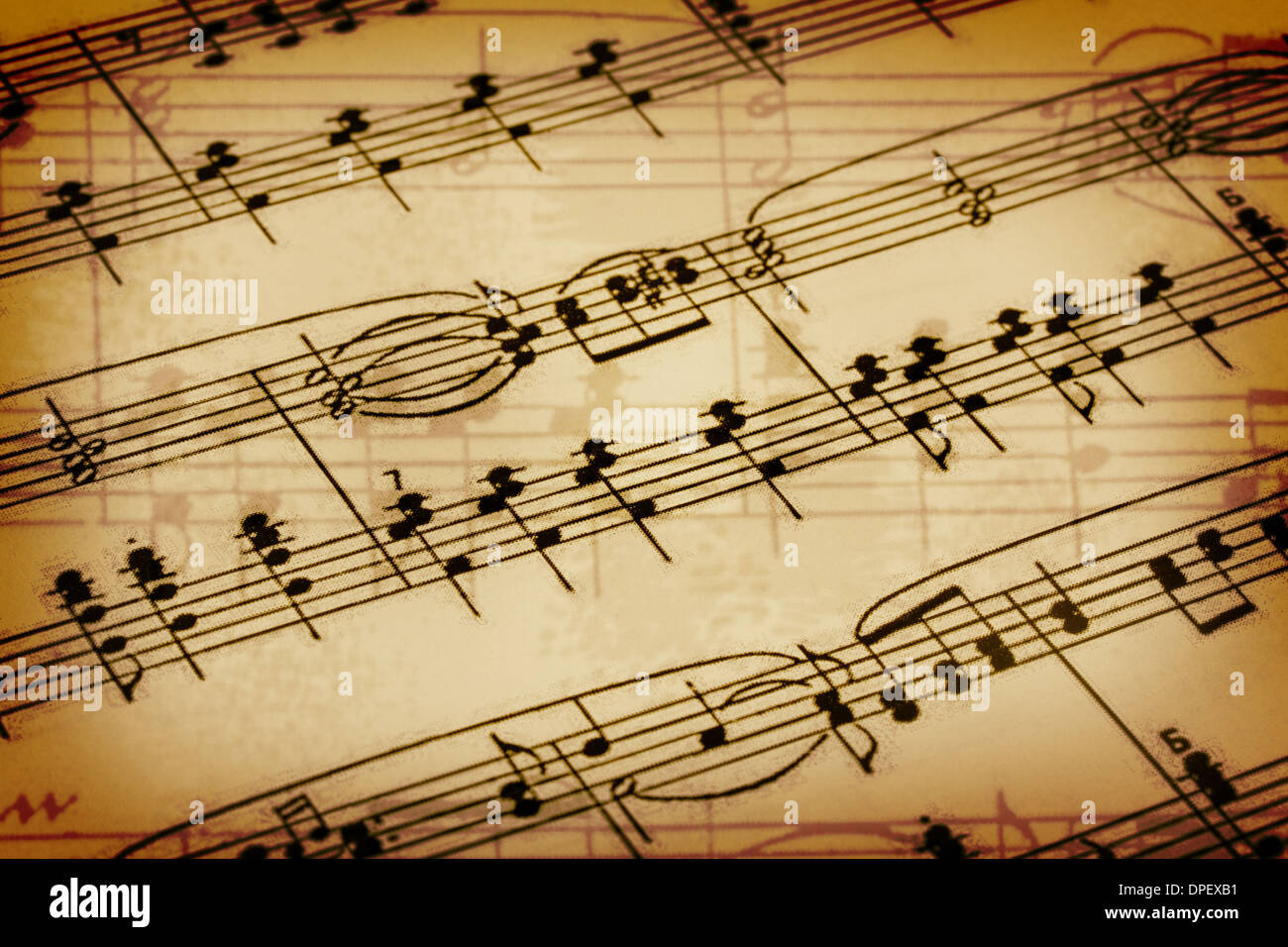 Hintergrund mit einem Musiknoten getönten Antik Stockfoto