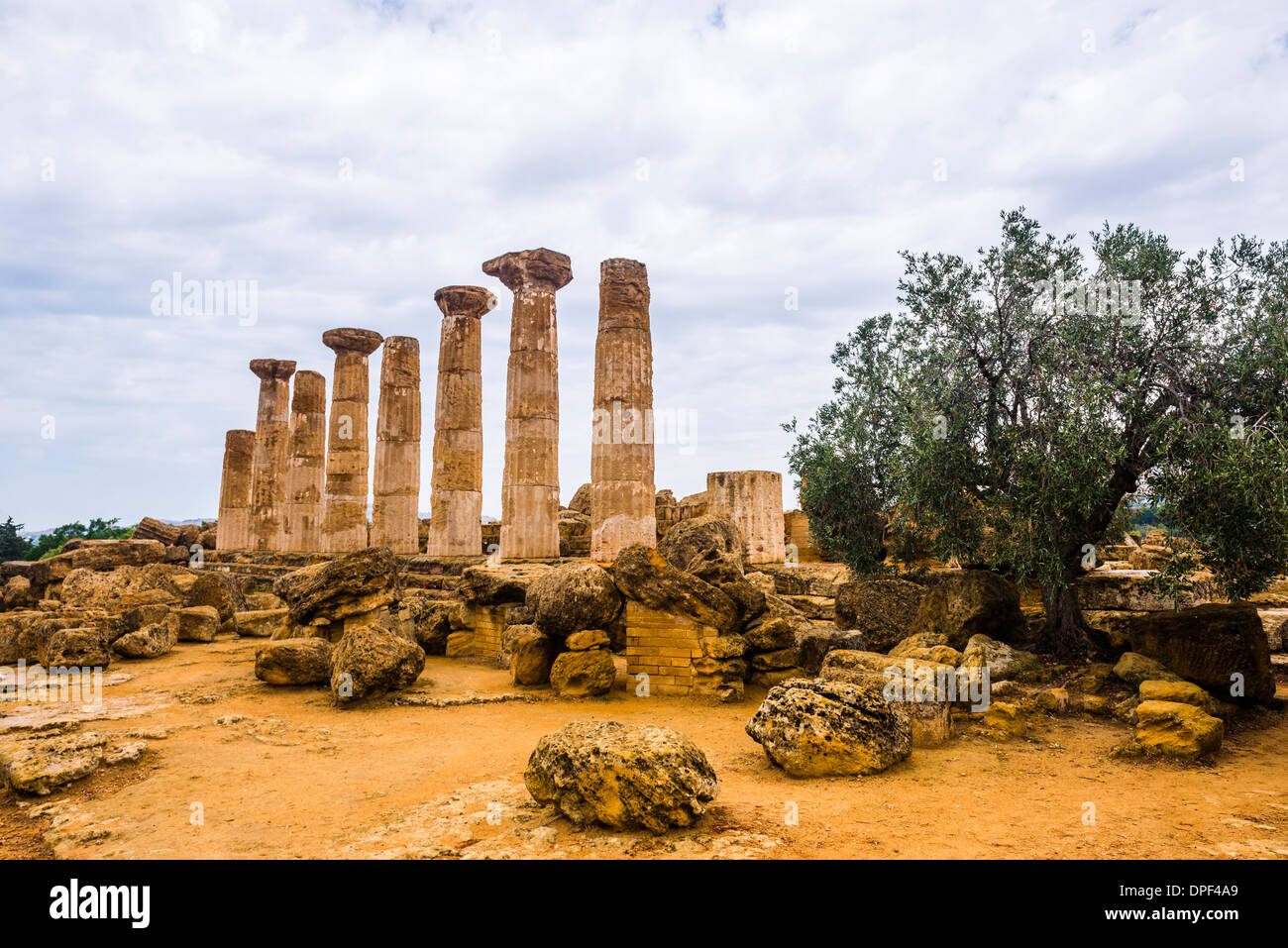 Herkules-Tempel (Tempio di Ercole), Tal der Tempel (Valle dei Templi), Agrigento, UNESCO Website, Sizilien, Italien Stockfoto
