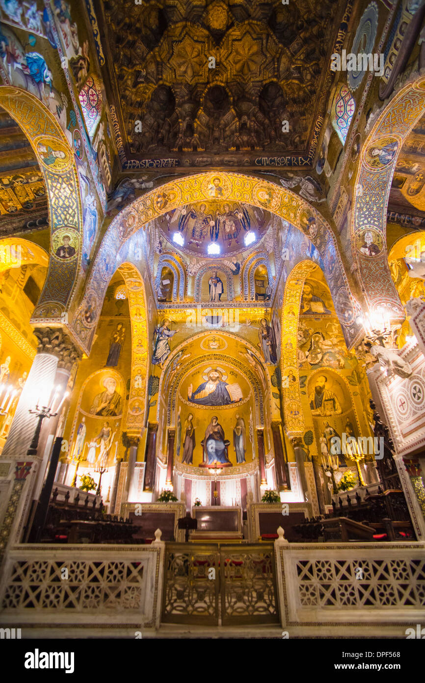 Goldenen Mosaiken in der Cappella Palatina (königliche Kapelle) am königlichen Palast von Palermo (Palazzo Reale), Palermo, Sizilien, Italien, Europa Stockfoto