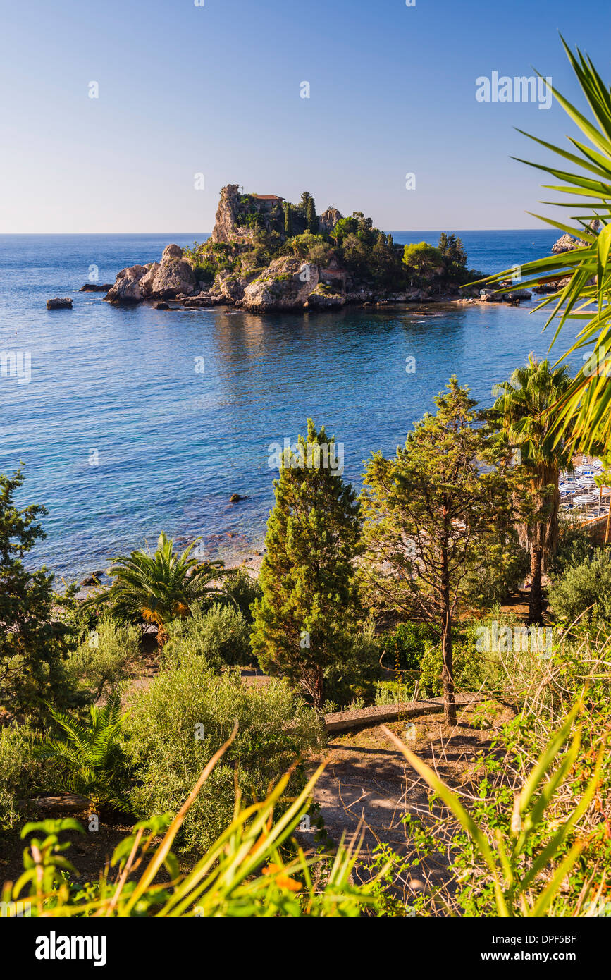 Isola Bella Insel gesehen von den langen Weg bis zu den Cente von Taormina, Sizilien, Italien, Mittelmeer, Europa Stockfoto