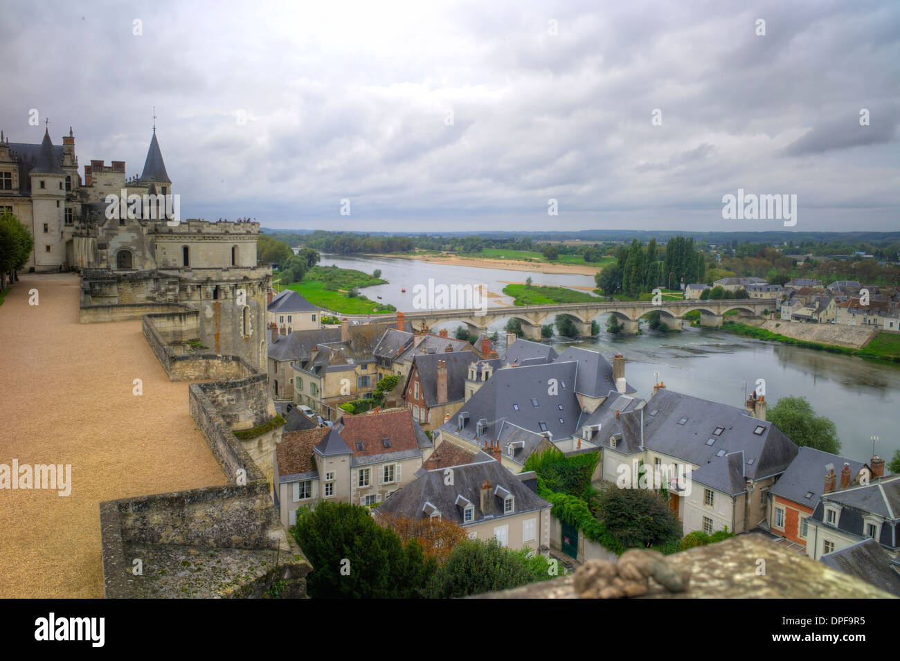 Fluss Loire von Chateau Amboise, Indre et Loire, Centre, Frankreich, Europa Stockfoto