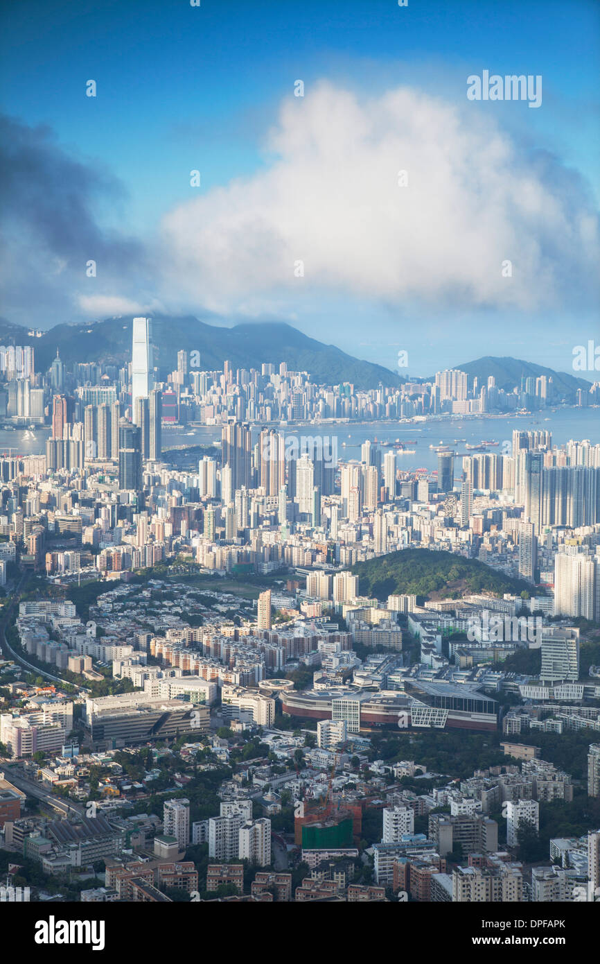 Blick auf Kowloon und Hong Kong Island, Hongkong, China, Asien Stockfoto