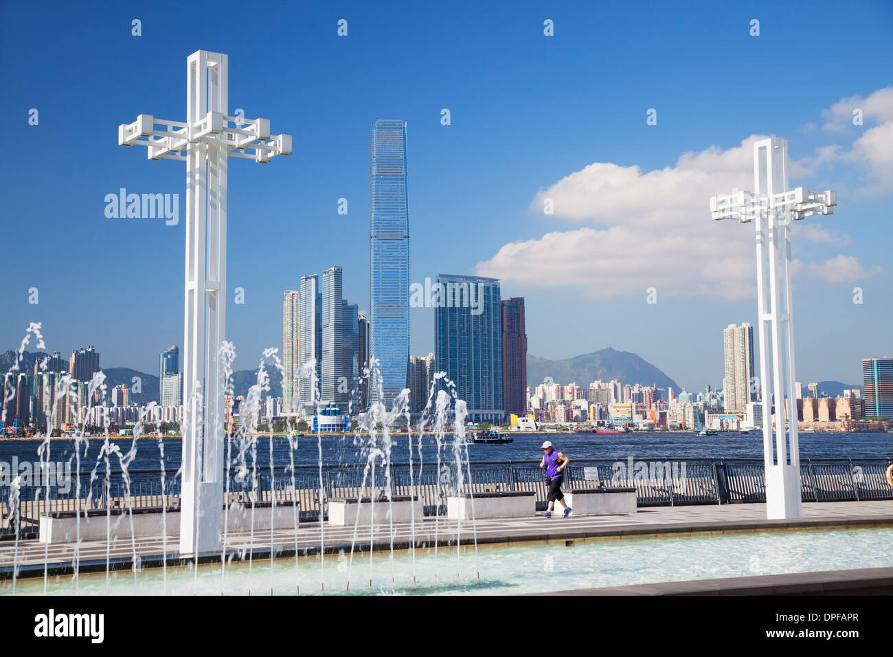 International Commerce Centre (ICC) von Sun Yat Sen Memorial Park, Hong Kong, China, Asien Stockfoto