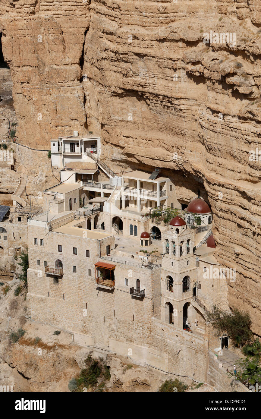 Griechische orthodoxe St. Georg von Koziba Kloster am Hang des Wadi Qelt, Judäische Wüste, Israel, Nahost Stockfoto