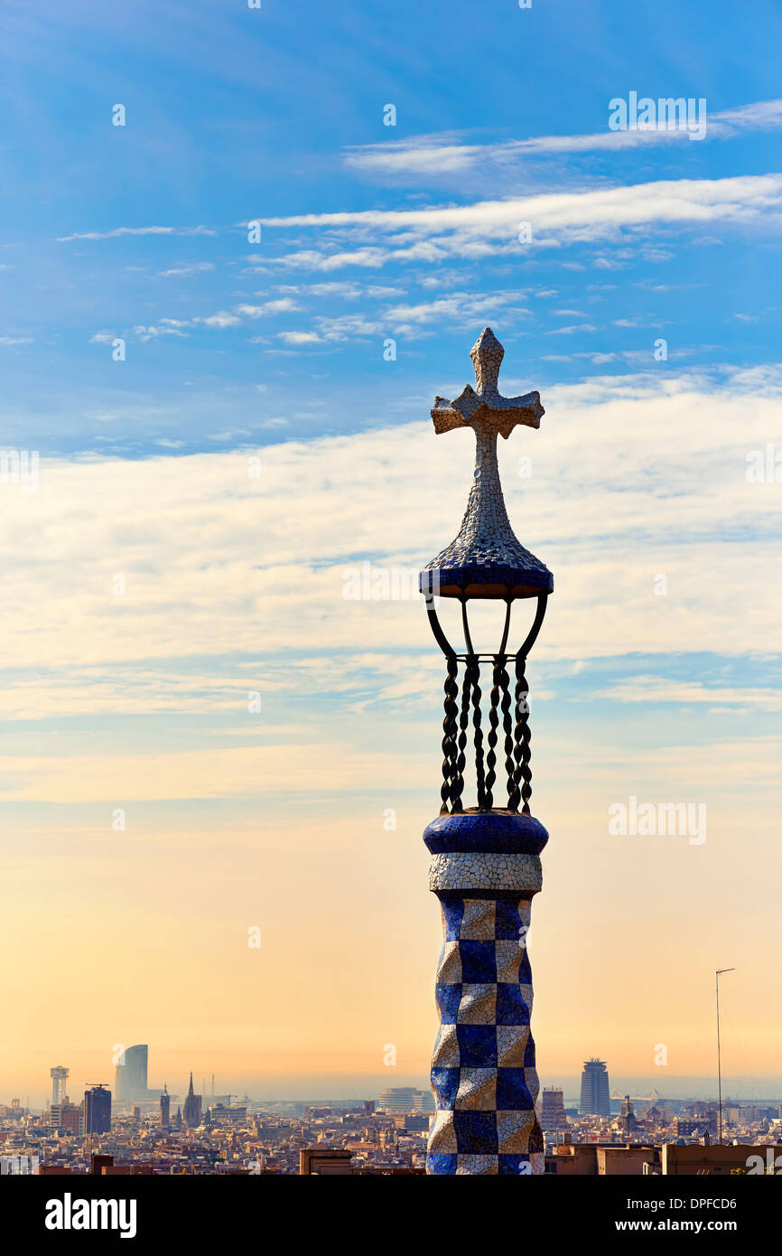 Barcelona cityscape from the Parc Güell, by Antoni Gaudi. Barcelona. Catalonia. Spain Stockfoto