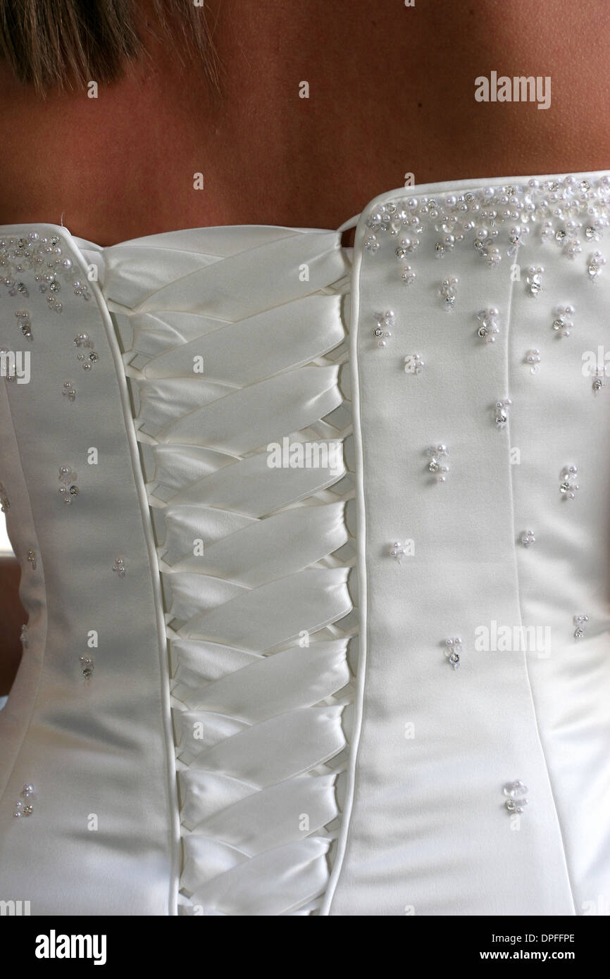 Hochzeit Kleid-Ansicht von hinten geschnürt. Korsett und Schnürung hinten  Stockfotografie - Alamy